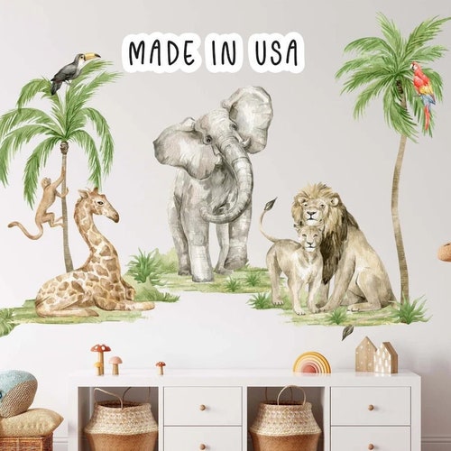 Safari Animals Wall Decal Nursery Wall Decal . Peel and Stick | Etsy