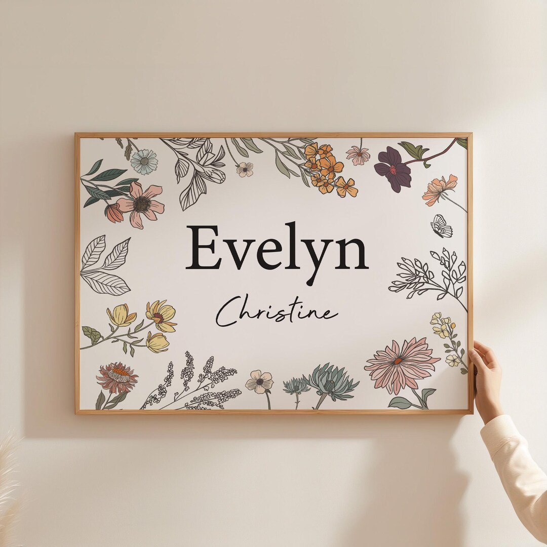 Personalized Wildflower Nursery Wall Art Wildflower Print Floral ...