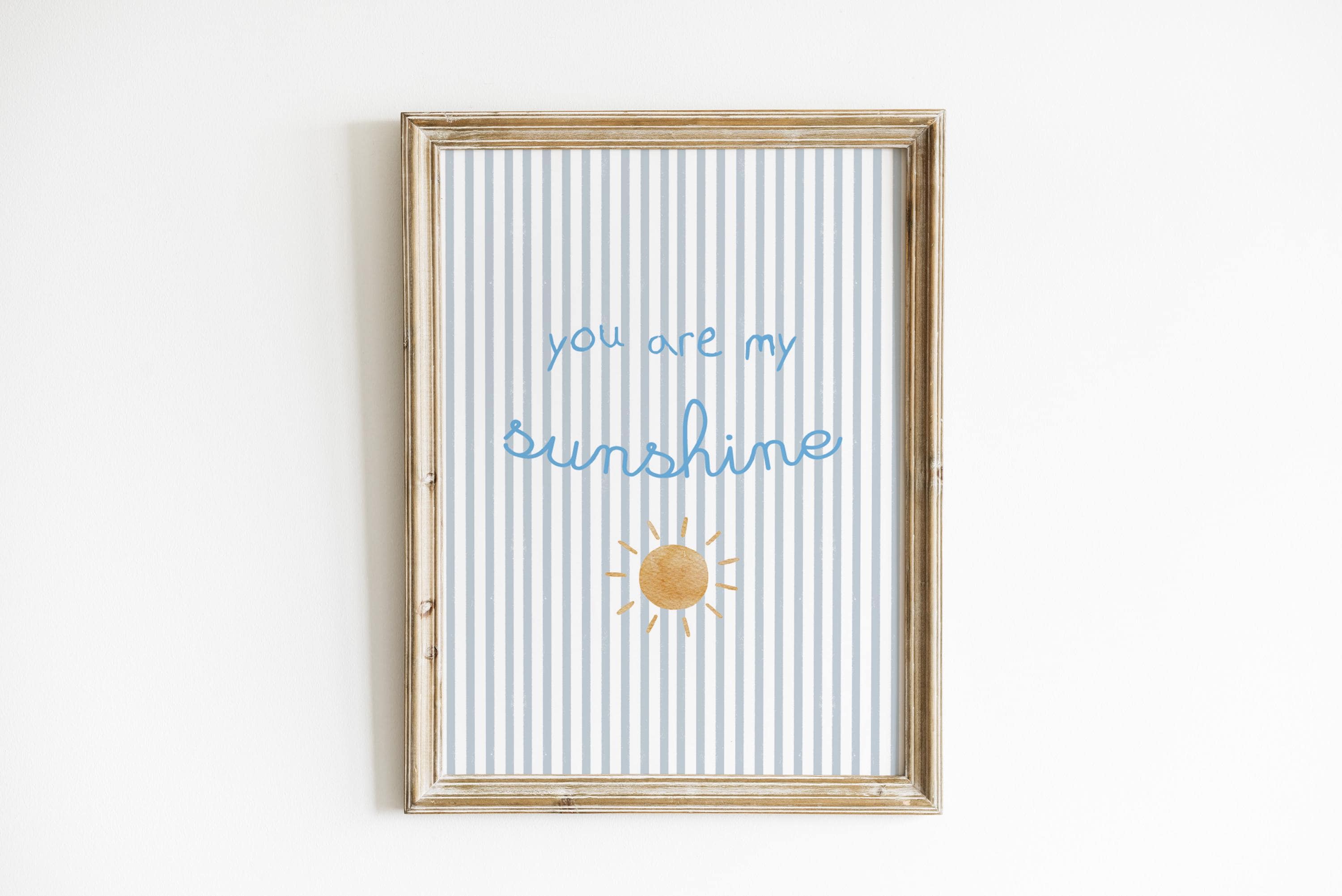 You Are My Sunshine Nursery Wall Art Blue Nursery Baby Boy Room Decor Boho Nursery Watercolor Sun Quote Print Nautical Nursery SUN2-A1