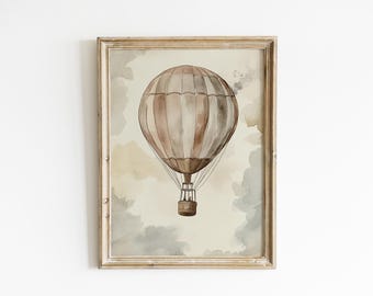 Vintage Hot Air Balloon Nursery art print hot air balloon Watercolor boy nursery neutral Printed and shipped on high archival paper NN11-A1