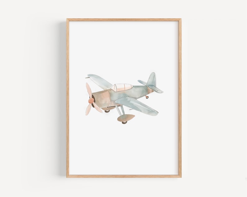 a watercolor painting of an airplane flying in the sky