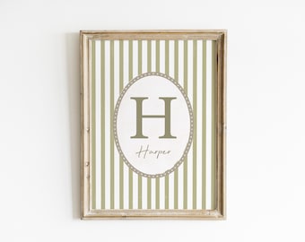 Personalized Vintage Nursery print Sage green nursery vintage art boy nursery wall art Printed and shipped on high archival paper PA11-A1