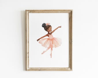 Watercolor Ballet Dancer Nursery Decor ballerina art girl nursery soft pink art floral nursery ballerina nursery Printed and Shipped BPS7-A1