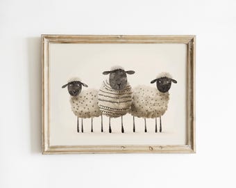 Sheep Nursery baa baa black sheep art print nursery rhyme sheep art print neutral nursery wall art farm nursery Printed and Shipped LEN14-A1