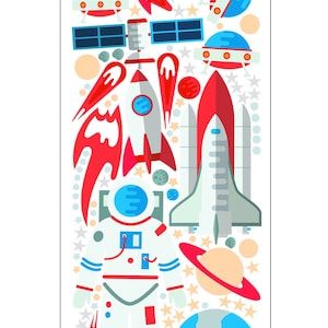 Outer Space Fabric Wall Stickers, Rocket Ship Wall Decal Astronaut ...