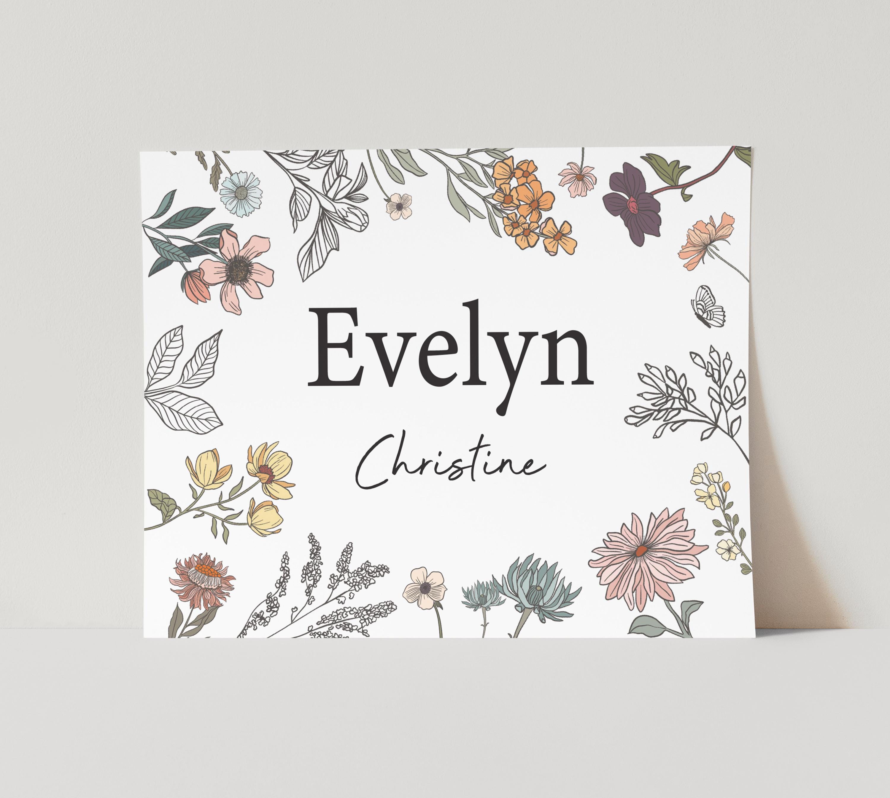 Personalized Wildflower Nursery Wall Art Wildflower Print Floral ...