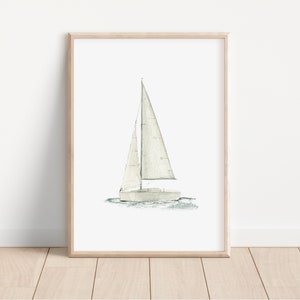 Sailboat Nautical Art Print, Nautical Art Print, Coastal Decor, Beach Decor, Nautical Decor Nursery print Set of 3 N02 image 4