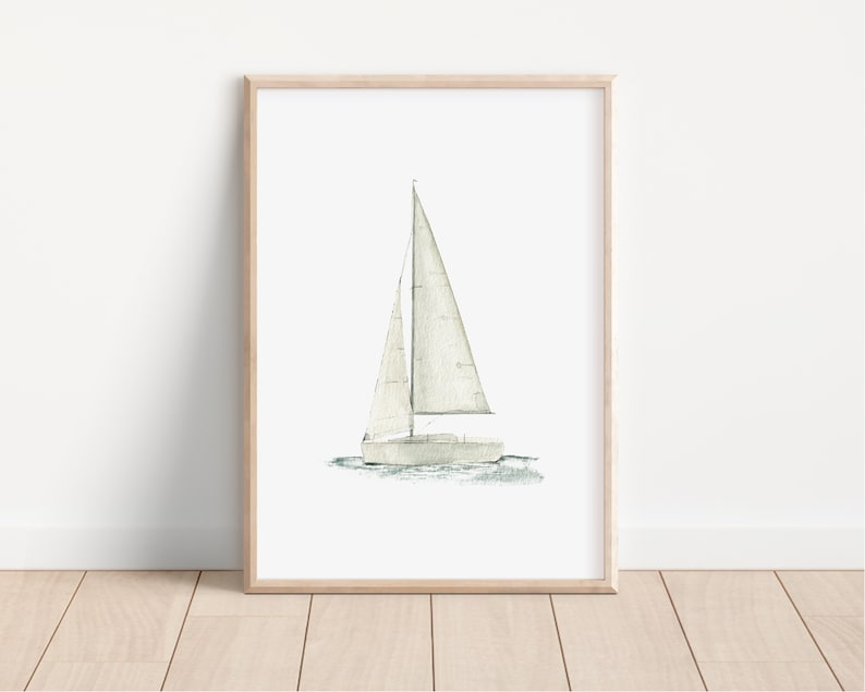 Sailboat Nautical Art Print, Nautical Art Print, Coastal Decor, Beach Decor, Nautical Decor Nursery print Set of 3 N02 image 4