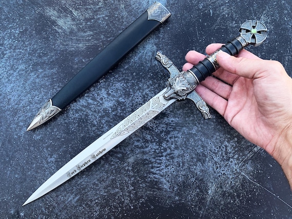 Personalized Medieval Wolf DAGGER 17" LEATHER Sheath Custom Dagger custom cosplay dagger laser engraved dagger gift for husband boyfriend