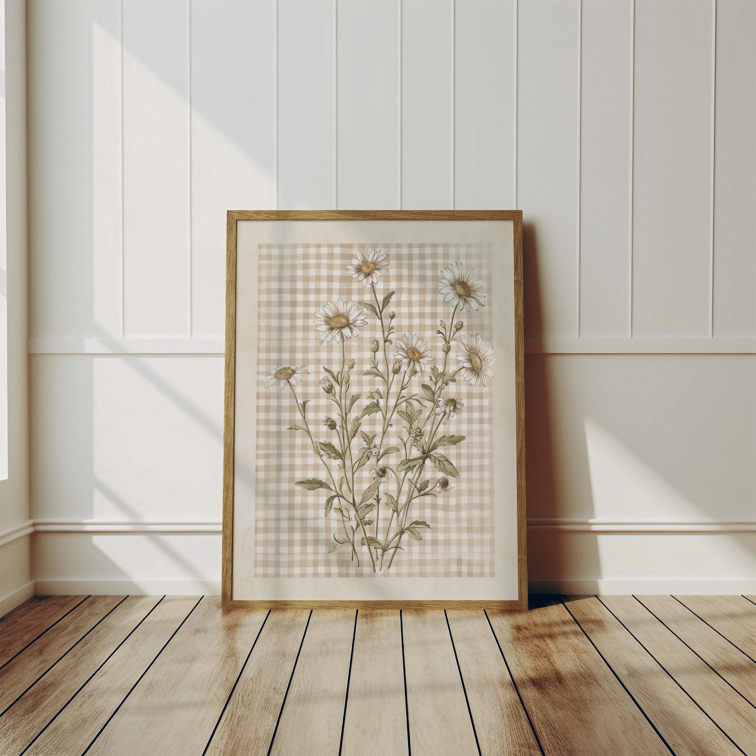 Daisy Nursery Wall Art Vintage Floral Print Neutral Nursery Cottagecore ...