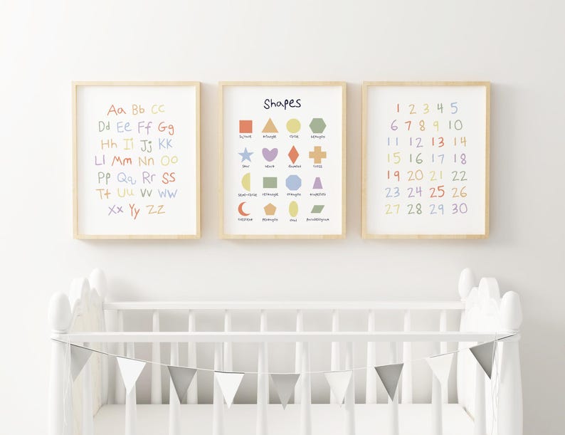 Alphabet Nursery Wall Art ABC Poster Playroom Wall Art Alphabet Chart ...