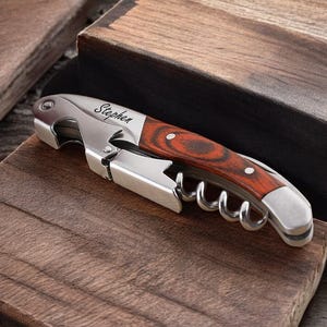 Personalized CORKSCREW Custom Engraved Wine Bottle Opener with CORKSCREW. Groomsman Gifts, Weeding gifts Gifts for Him Dad Men  for her