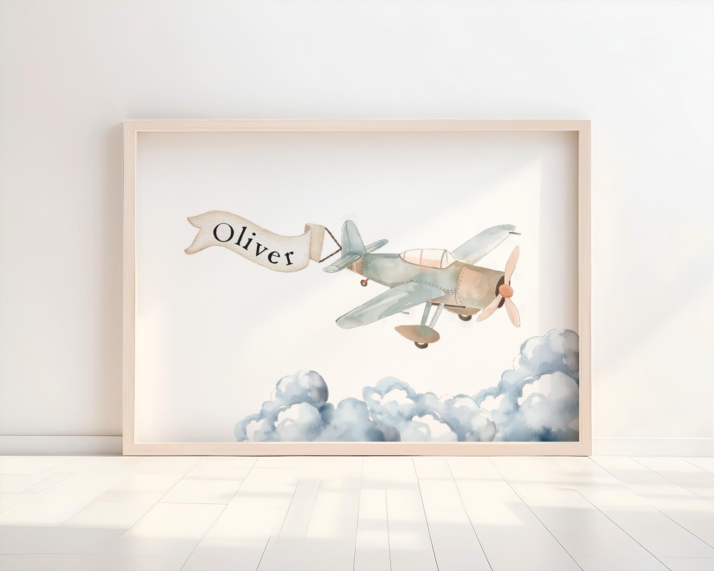 Personalized Airplane Nursery Wall Art Custom Baby Name Sign Boy ...