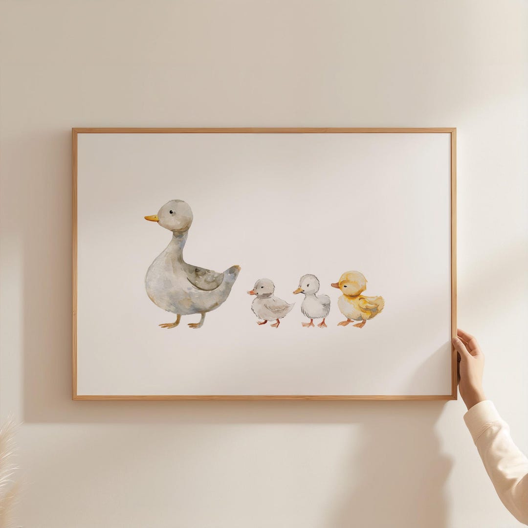 Duck Nursery Wall Art Duckling Print Farm Animal Baby Room Decor Rustic ...
