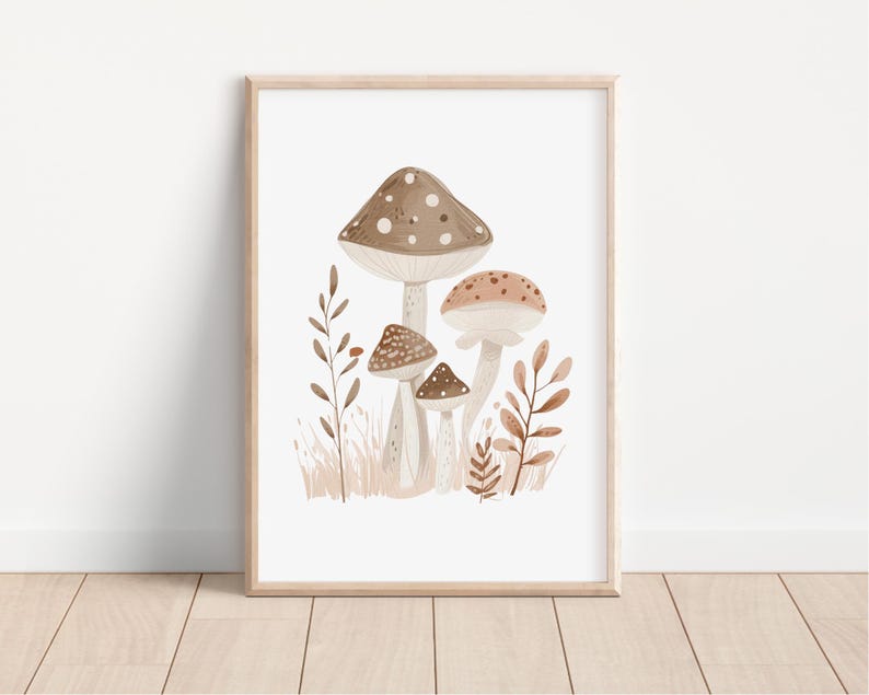 a picture of a mushroom on a wall
