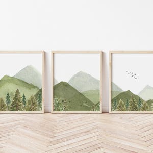Woodland Nursery Forest wall art PRINTED VERSION,  tree nursery decor Forest nursery- Nursery Prints Watercolor Woodland- WF4-A3
