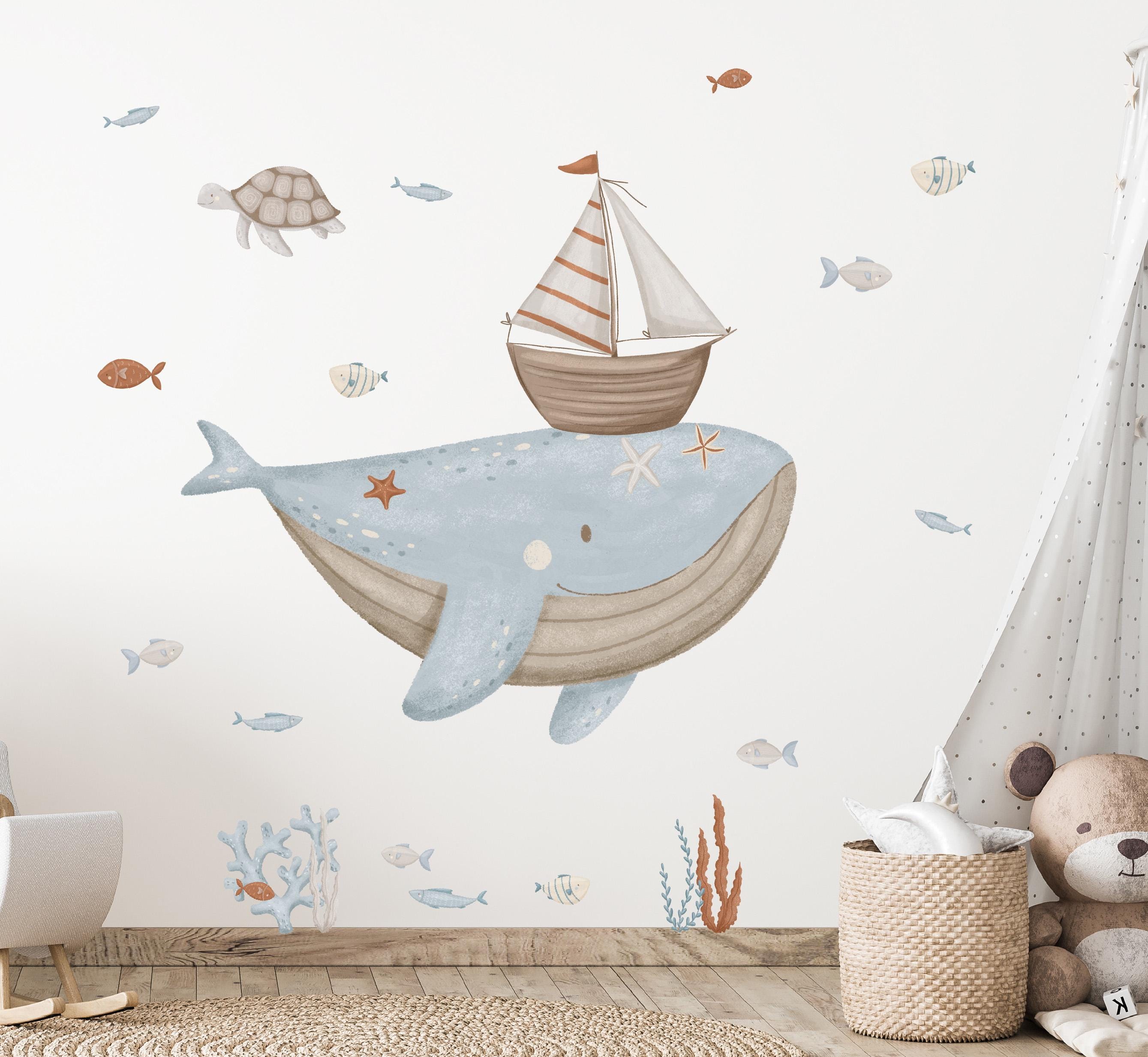 Nautical Whale Nursery Wall Decals Ocean Baby Room Under the Sea Wall ...