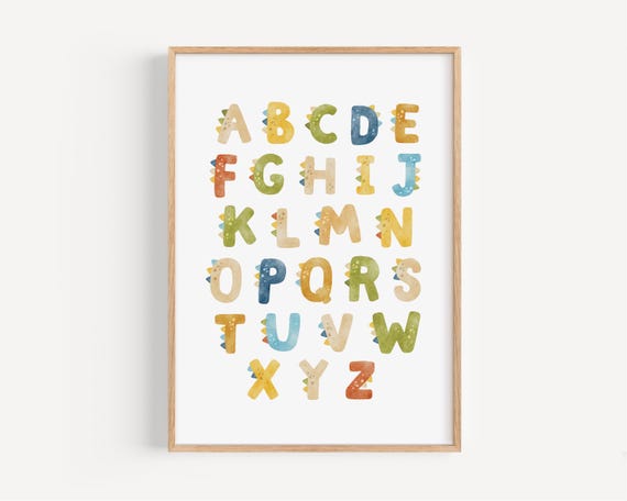 Dinosaur Alphabet Art Print Dino Nursery Printed and shipped Watercolor Dinosaur Alphabet printed on high archival paper Set of 1 OD2-A1