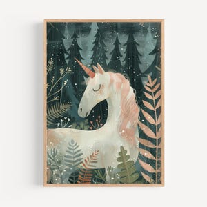 Unicorn Nursery art print pink Watercolor unicorn art print girl nursery pink whimsical printed and shipped on high archival paper KR16-A1