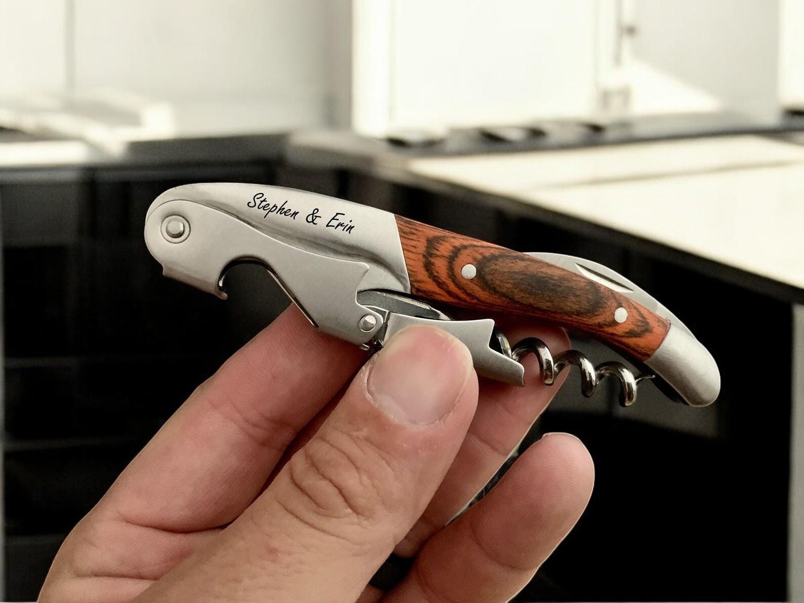 Personalized CORKSCREW Custom Engraved Wine Bottle Opener with CORKSCREW. Groomsman Gifts, Weeding gifts Gifts for Him Dad Men  for her