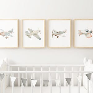 Airplane Nursery art airplane nursery vehicle print boy nursery transportation Printed and shipped on high archival paper Set of 4 RV4-A4