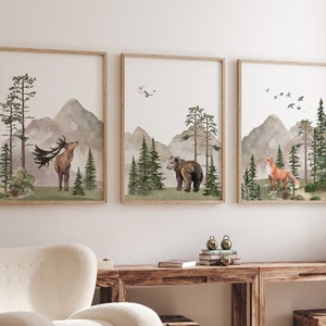 Woodland Nursery wall art VERSION IMPRIMÉE, Art mural de montagne, décor de pépinière d’arbres Pépinière forestière- Nursery Prints Aquarelle Woodland- W05