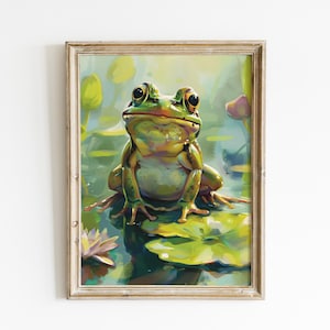 Whimsical Frog Nursery art green tree frog art print whimsical nursery frog wall art whimsical cottagecore art Printed and Shipped ENP38-A1