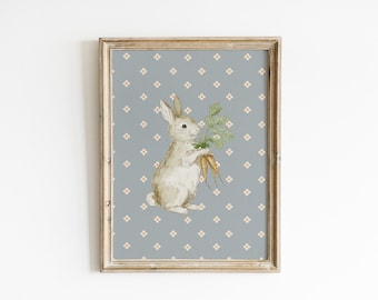 Bunny Decor For Playroom Cottagecore Home Decor Garden Art Floral Wall art Minimalist Poster Woodland Nursery Art Baby Shower Gift BRM15