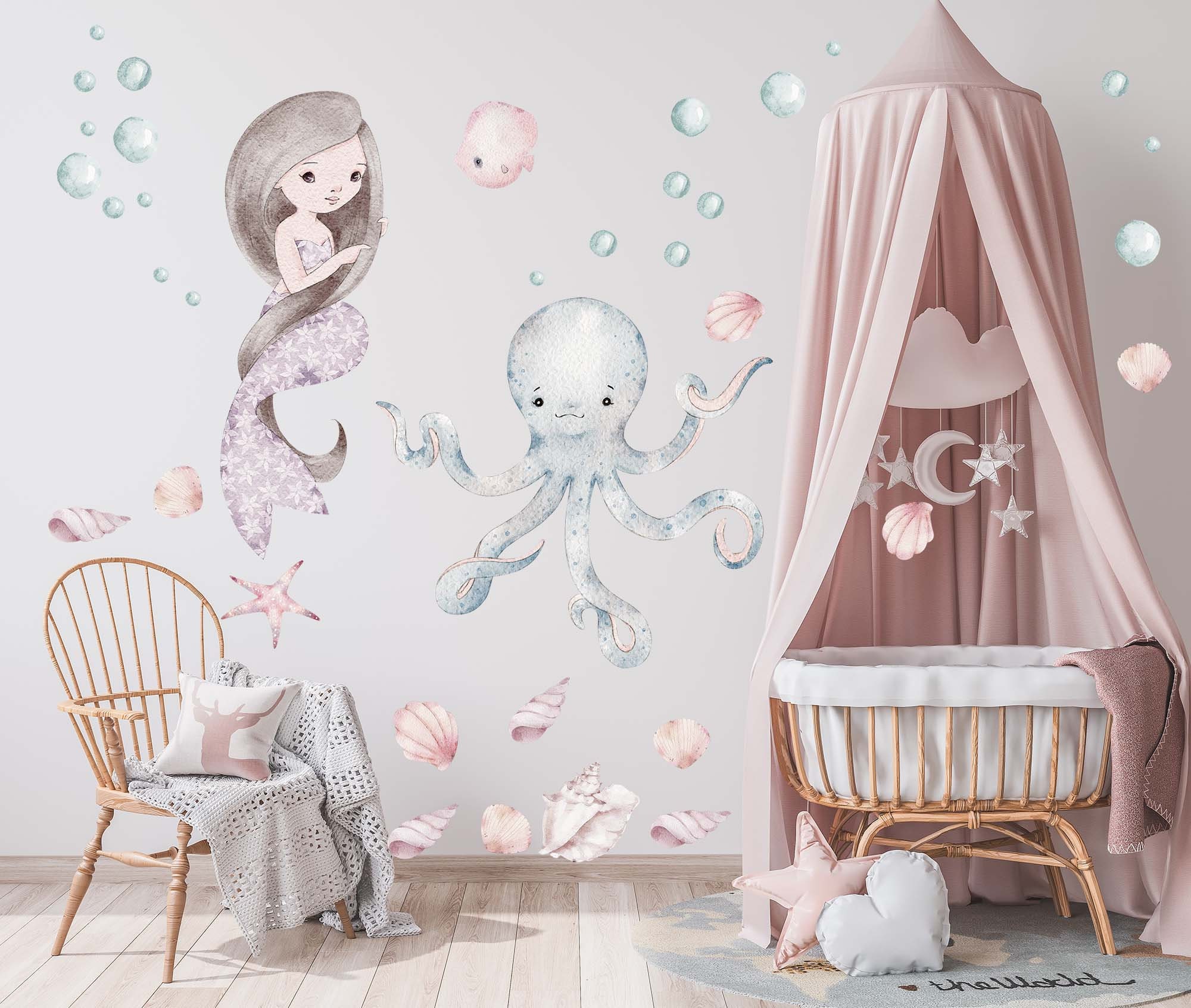 Mermaid Fabric or Vinyl Wall Decal Set Perfect for Mermaid Themed Rooms ...