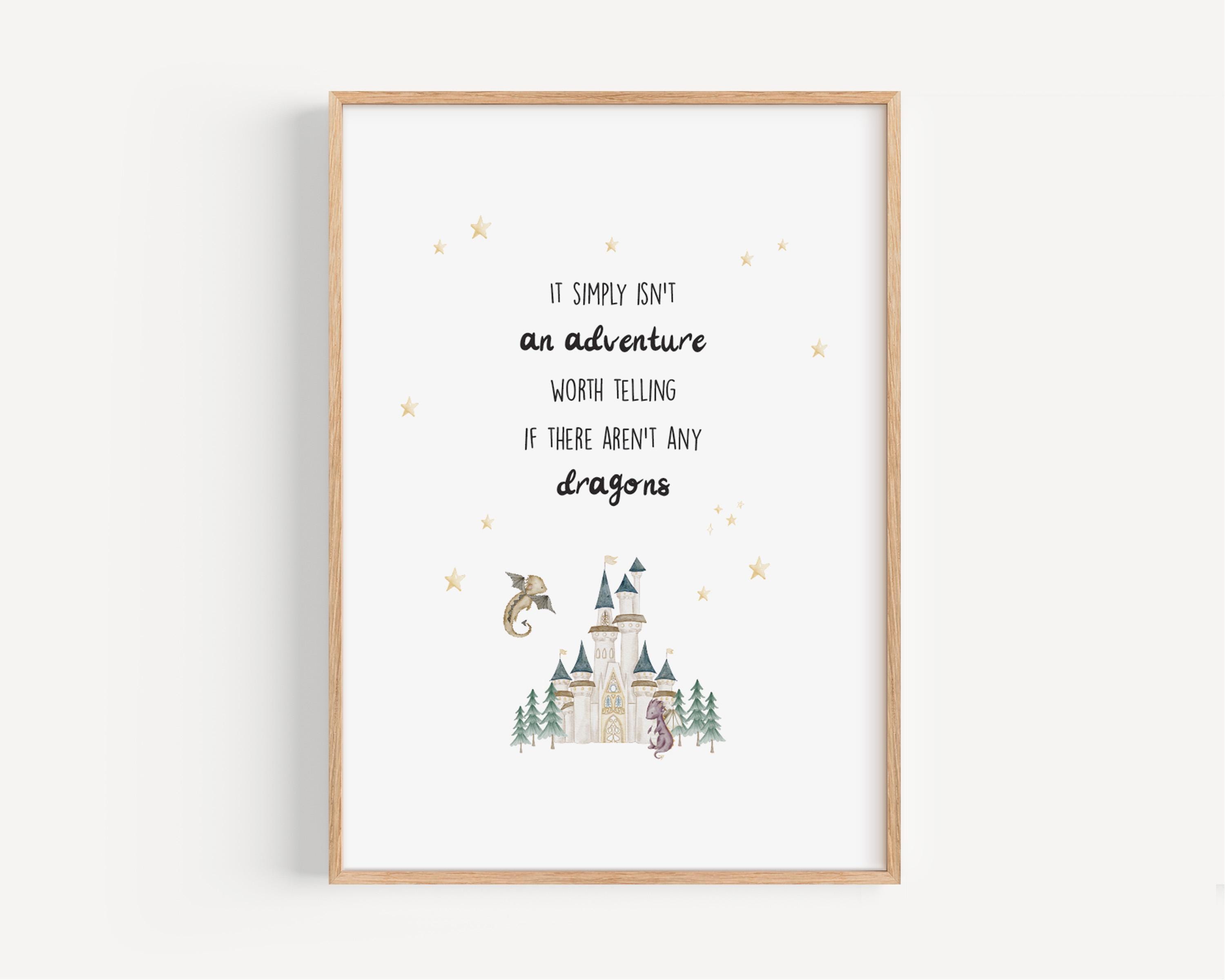 Fantasy Dragon Nursery Wall Art Storybook Baby Room Decor Watercolor ...