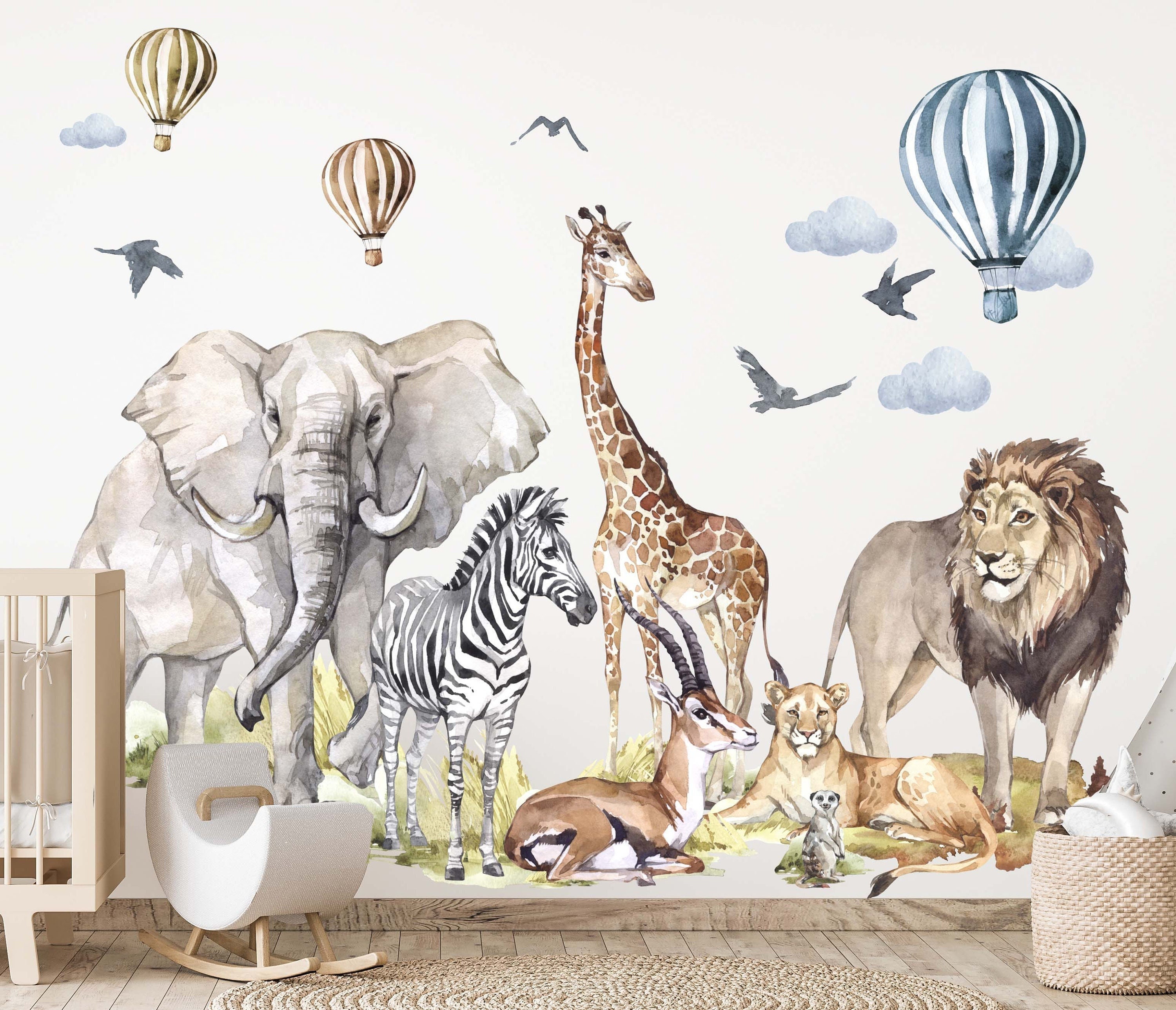 Textile wall sticker - SAFARI animals in a circle