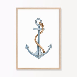 Anchor Nautical PRINTED Art Print,  Nautical Art Print, Coastal Decor, Beach Decor, Nautical Decor Nursery print Set of 1 NS4-A1