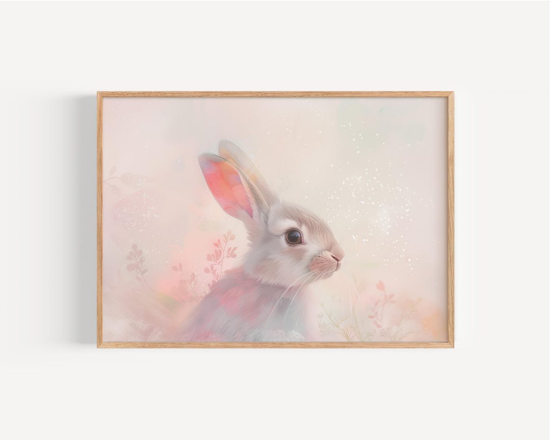 Pastel Bunny Nursery Print Bunny Rabbit Watercolor Pink Nursery ...