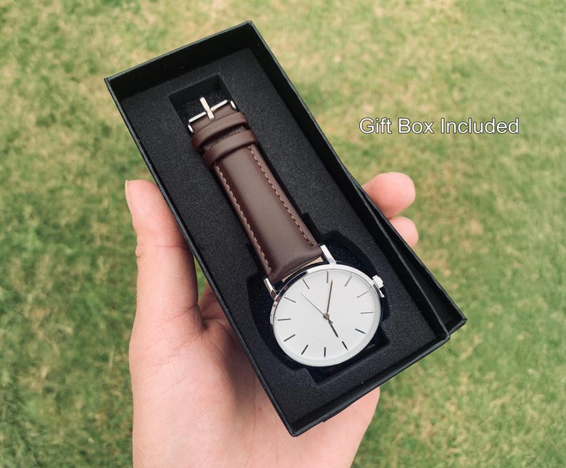 Personalized Minimalist Watch Personalized watch metal personalized watch leather personalized anniversary gift husband engraved men gift image 5