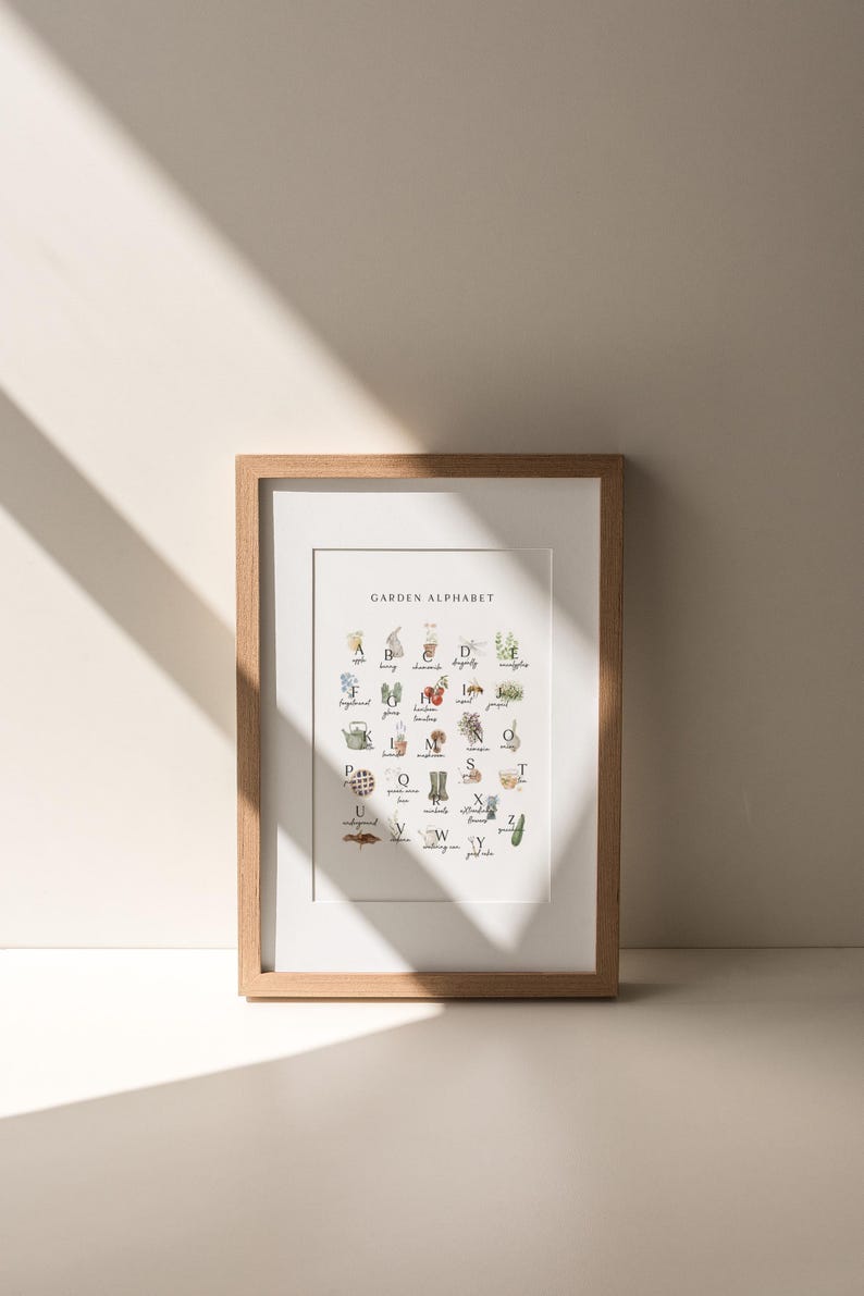 Vintage Garden Alphabet Nursery Botanical Nursery Wildflower Art ABC ...