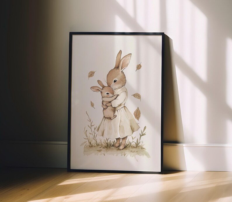 a picture of a bunny holding a baby bunny