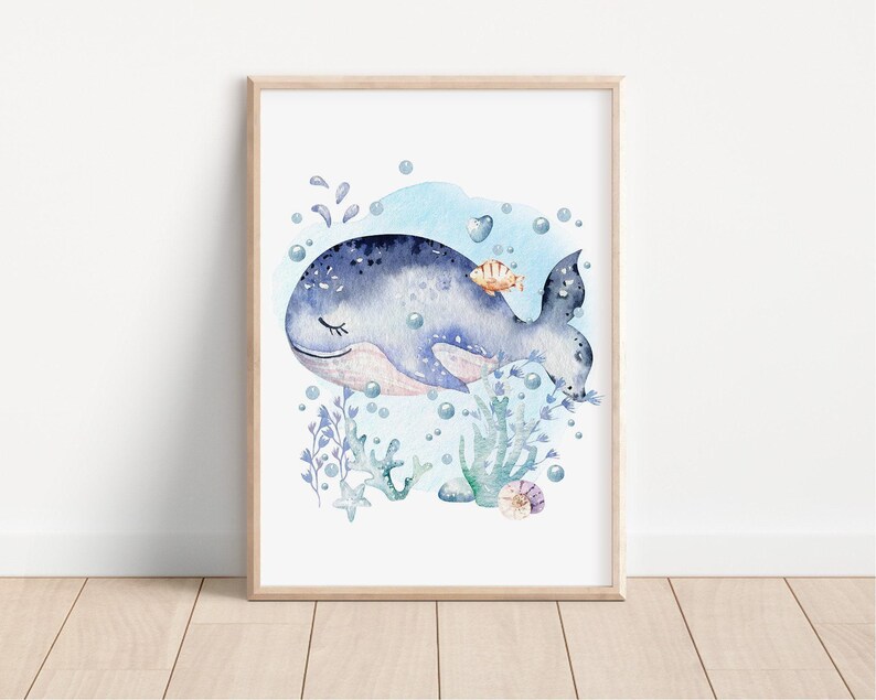 Under the Sea Ocean Art Prints PRINTED Set of 3 Ocean art prints printed on high quality art paper perfect for your ocean nursery! U02 image 5