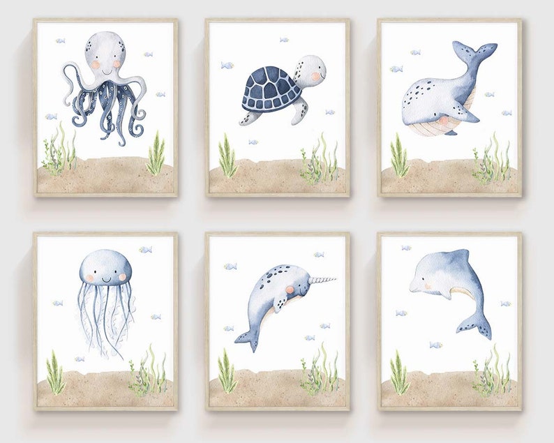 Under the Sea Wall Art Nautical Nursery Wall Art Nursery Etsy