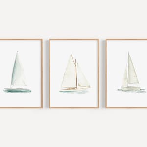 Sailboat Nautical Art Print,  Nautical Art Print, Coastal Decor, Beach Decor, Nautical Decor Nursery print Set of 3 N02