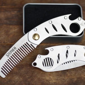 Personalized COMB groomsman gift custom groomsman gift beard  metal beard comb gift for barber beard gift gift for him custom engraved comb
