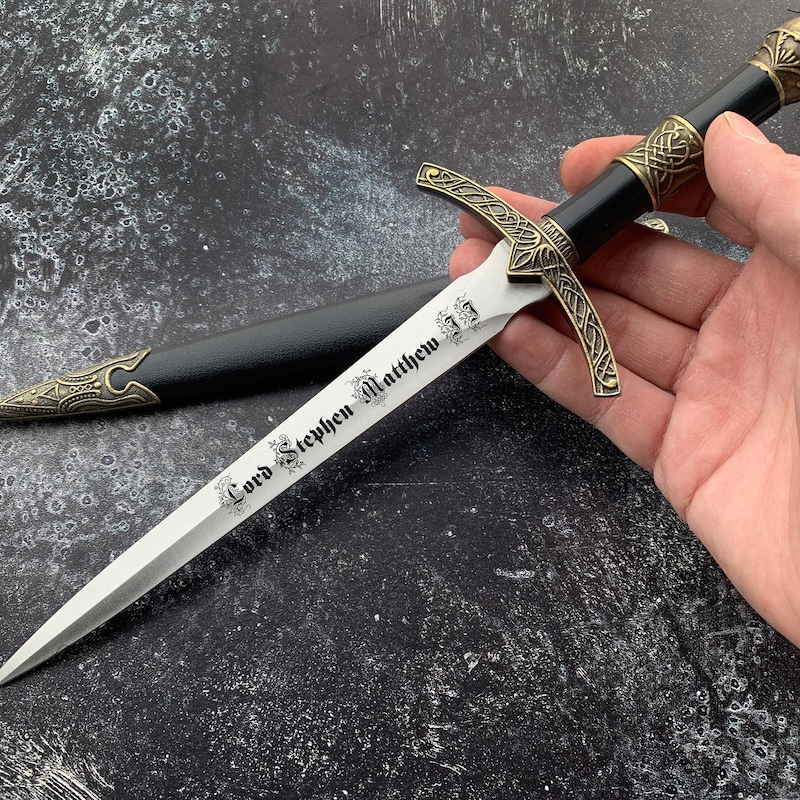 Personalized FANTASY DAGGER 12" + Sheath Custom Dagger custom cosplay dagger  laser engraved dagger gift for husband gift for boyfriend