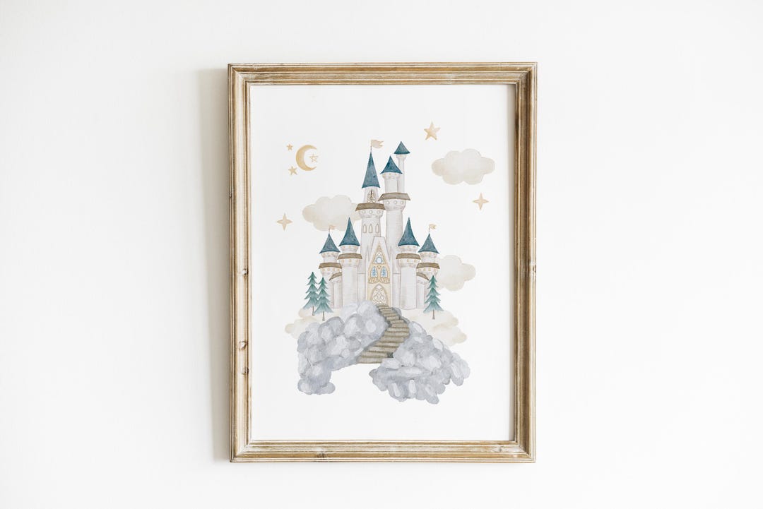 Whimsical Fairytale Nursery Wall Art Blue Watercolor Nursery Magical ...