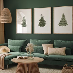 Árbol de Navidad Impresiones de arte IMPRESAS - enviadas - Impresiones de arte Evergreen, árbol de Navidad impreso en papel de archivo alto Conjunto de 3 CT2-A3