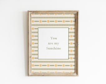 You Are My Sunshine Nursery Wall Art Toddler Quote Print Earth Tone Nursery Decor Vintage Floral Artwork Cottagecore Kids Room FLR12-A1