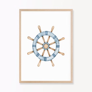 Sailboat Nautical PRINTED Art Print,  Nautical Art Print, Coastal Decor, Beach Decor, Nautical Decor Nursery print Set of 1 NS3-A1