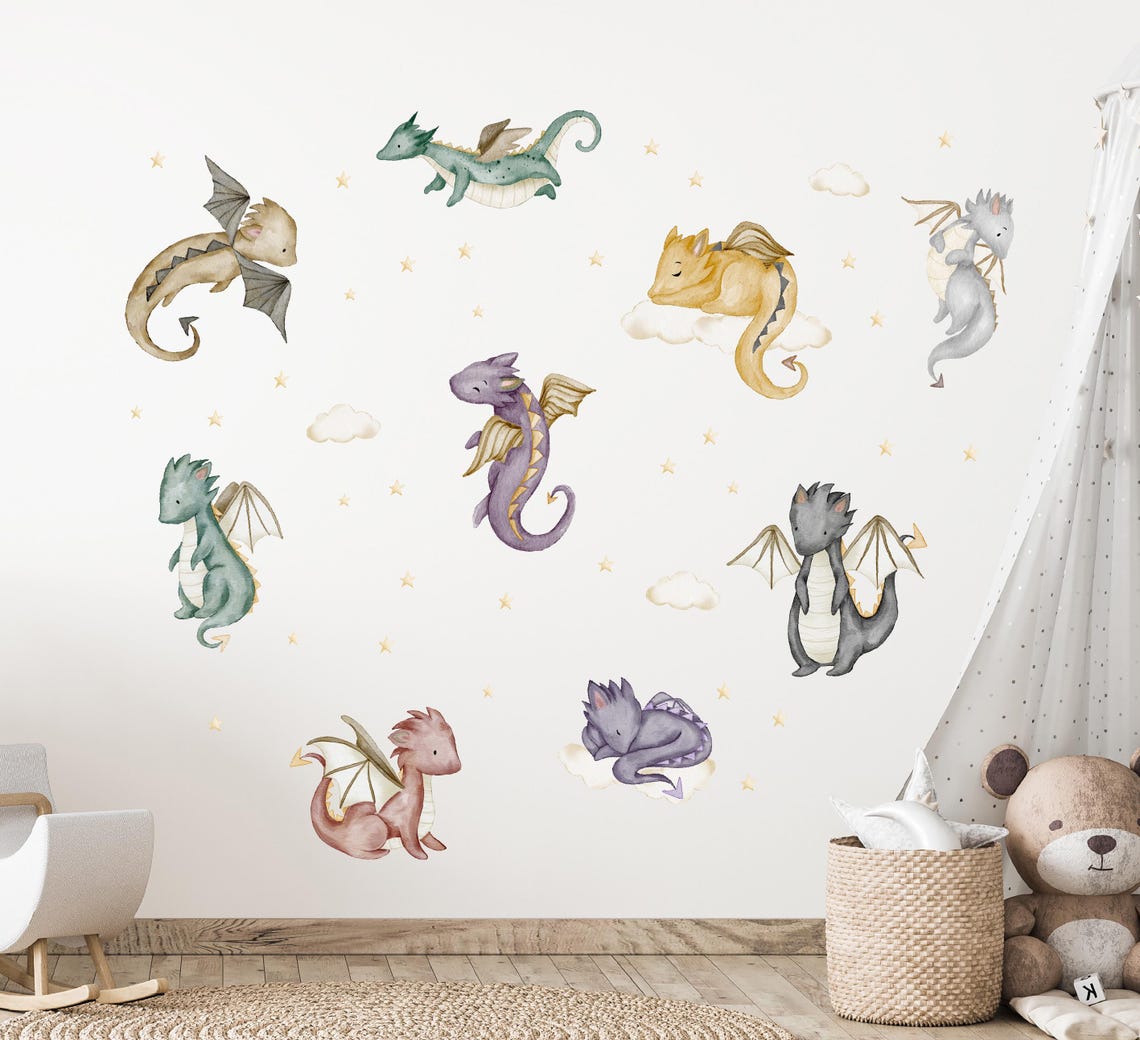 Dragon Nursery Wall Decals Castle Wall Stickers Kids Room Wall Art ...