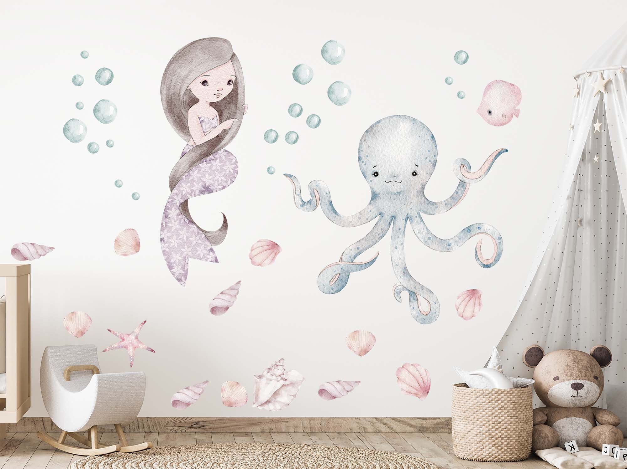 Mermaid Fabric or Vinyl Wall Decal Set Perfect for Mermaid Themed Rooms ...