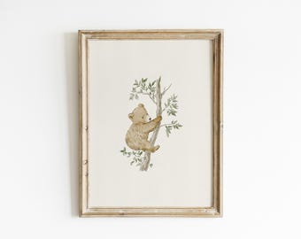 Bear Art For Toddler Room Decor Vintage Home Decor Neutral Wall Art Woodland Nursery Art Baby Shower Gift BRM7