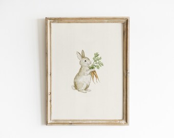 Bunny Decor For Playroom Cottagecore Home Decor Garden Art Minimalist Poster Woodland Nursery Art Baby Shower Gift BRM1