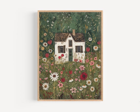 Floral Nursery art print Watercolor cottage print whimsical nursery art farmhouse print Printed and shipped on high archival paper KR6-A1